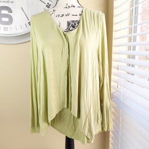 Soft Surroundings Blouse Top women Size XL Green Layered EUC